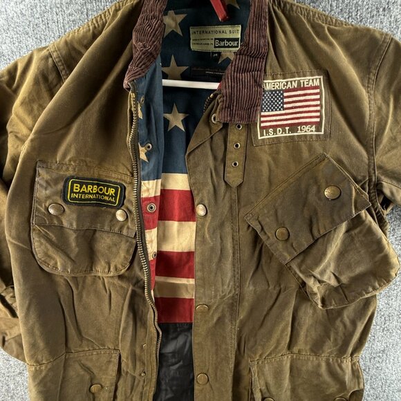 Barbour International Rexton Size 34 Waxed Jacket Full Zip Brown American 1964 - Picture 1 of 16